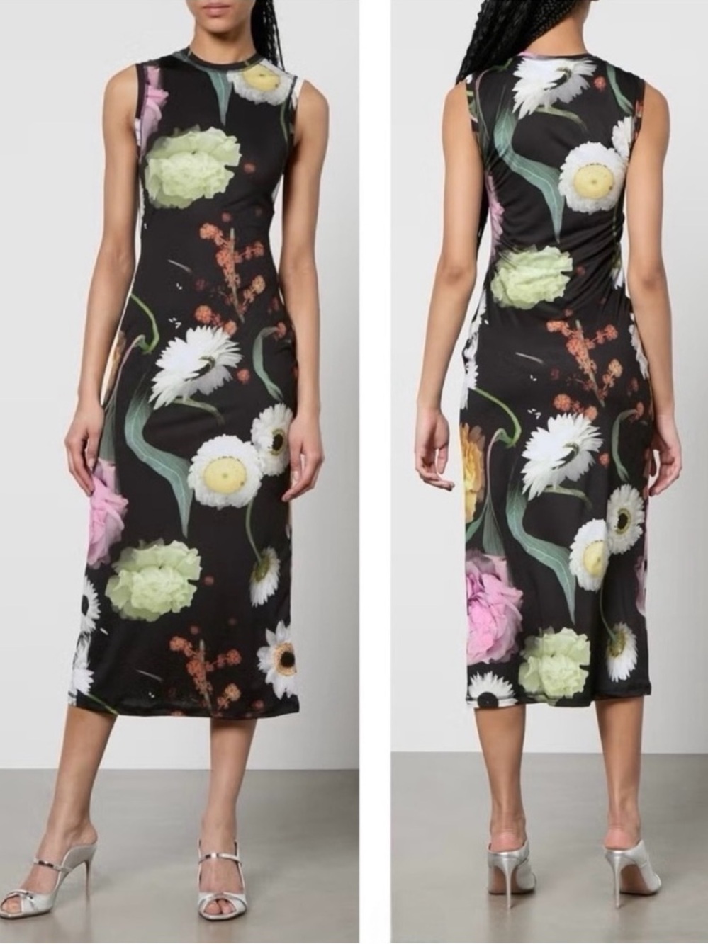 Stine Goya Danya Floral-Print Jersey Sleeveless Slip on Midi Dress XS/S